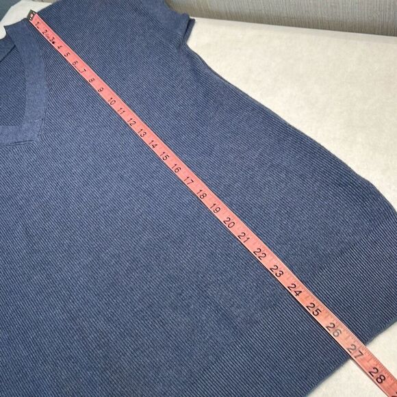 Vila Milano Oversized V-Neck Sweater Short Sleeve Knit Sz Medium Dusty Blue - Picture 7 of 7